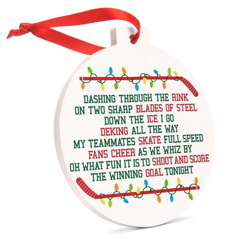 ChalkTalkSPORTS Hockey Round Ceramic Ornament | Jingle All The Way - Image 1